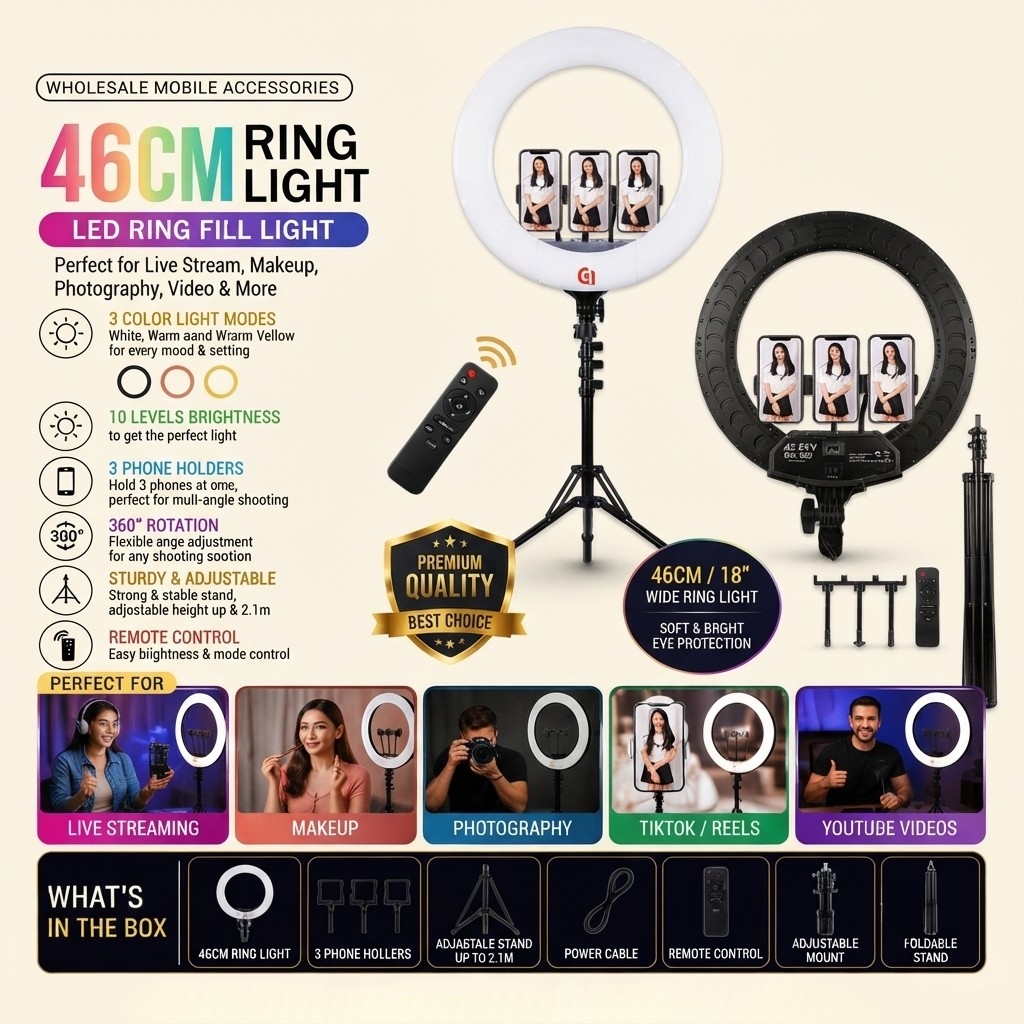 RGB LED Ring Light with Phone Holder And Stand