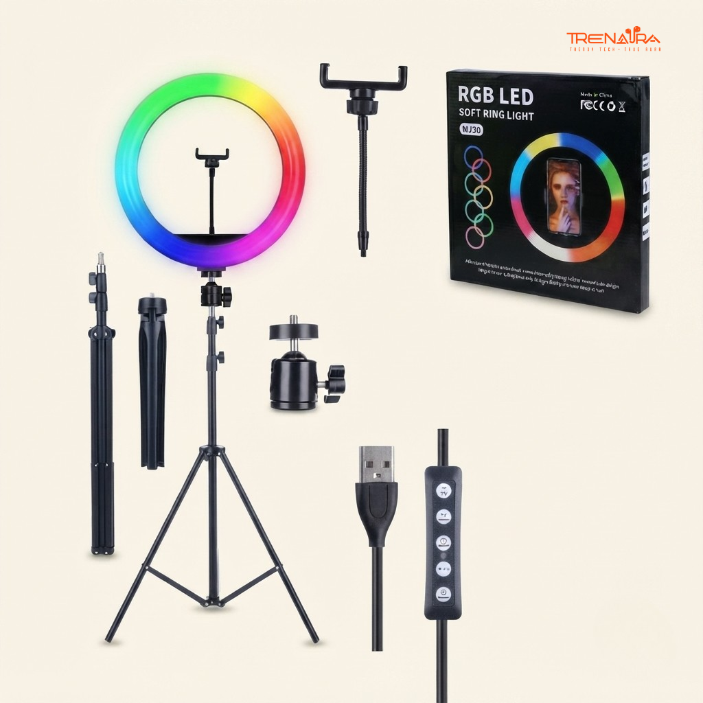 RGB LED Ring Light with Phone Holder And Stand